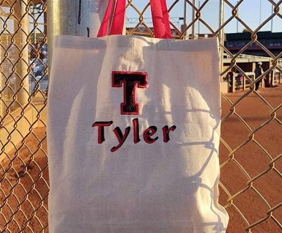 Faux Chenille Letter Tote Bag - Forever Stitches