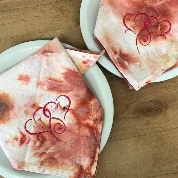 Hand Dyed Napkins in Sunset Colors - Forever Stitches