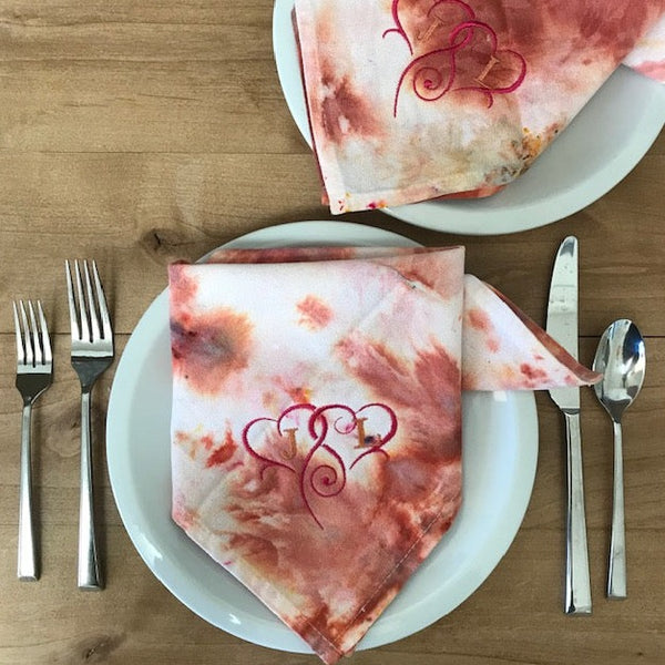 Hand Dyed Napkins in Sunset Colors - Forever Stitches