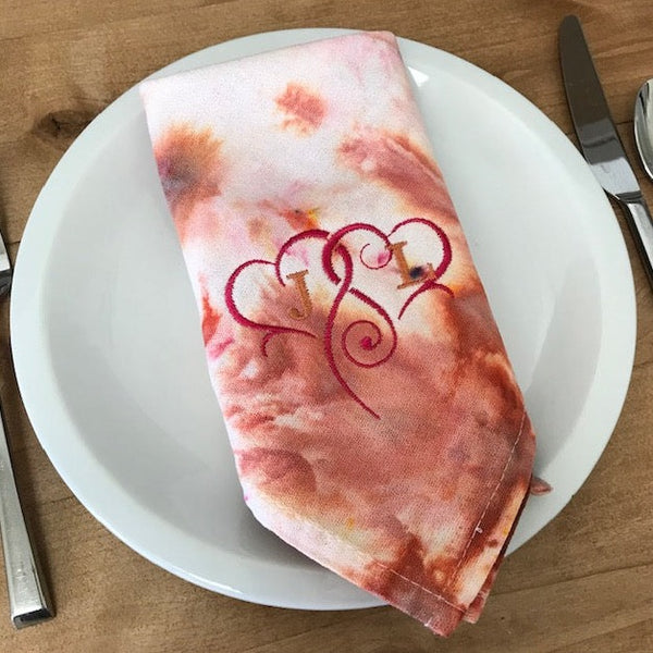 Hand Dyed Napkins in Sunset Colors - Forever Stitches