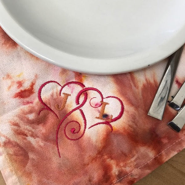 Hand Dyed Napkins in Sunset Colors - Forever Stitches