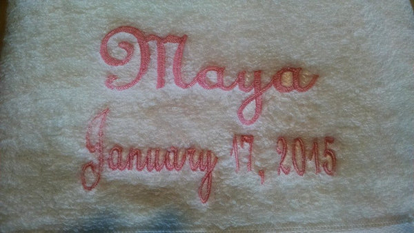 CTR Towel with Name and Date - Forever Stitches
